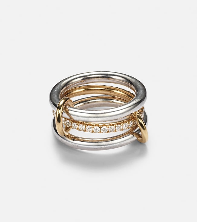 Libra sterling silver and 18kt gold ring with diamonds | Spinelli Kilcollin