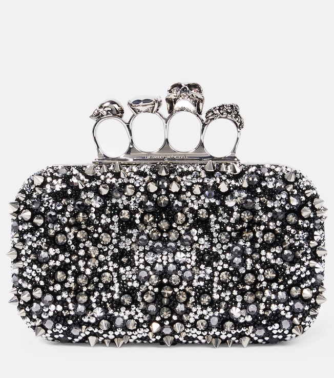 Knuckle embellished leather clutch | McQueen