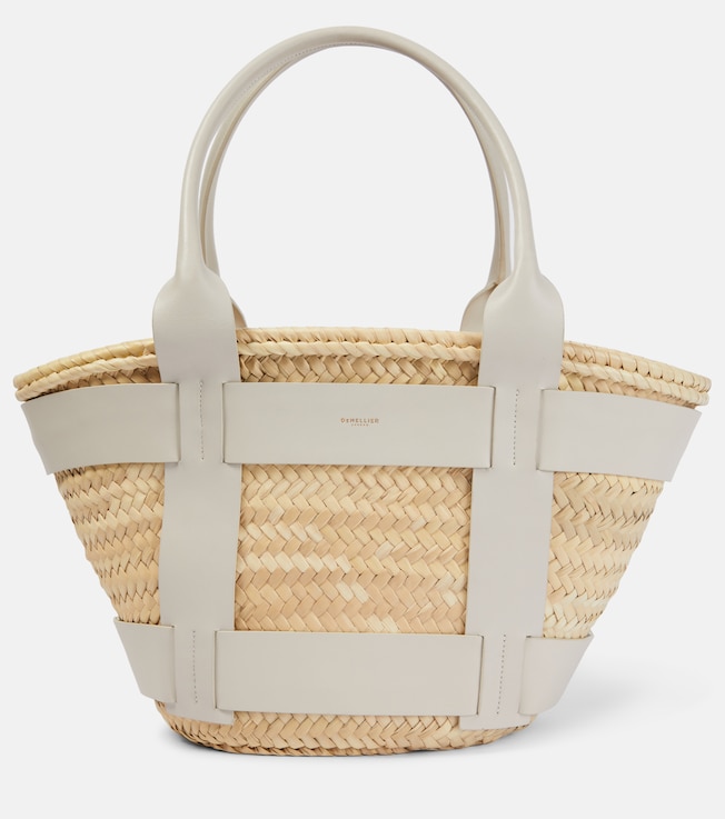 Santorini leather-trimmed straw tote bag | DeMellier