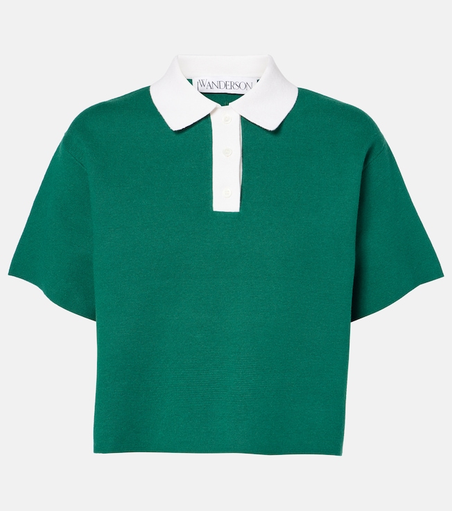 Cropped cotton and cashmere polo shirt | JW Anderson