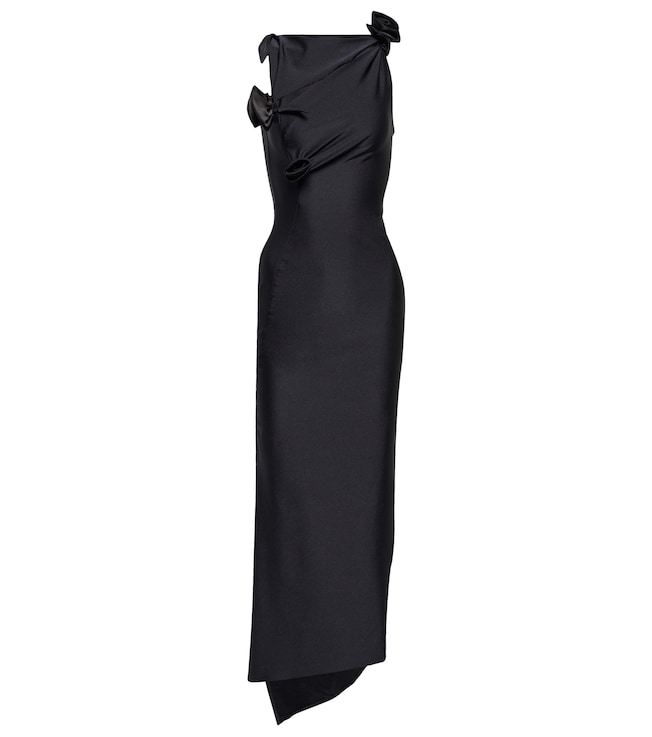 Asymmetrical flower-detail midi dress | Coperni