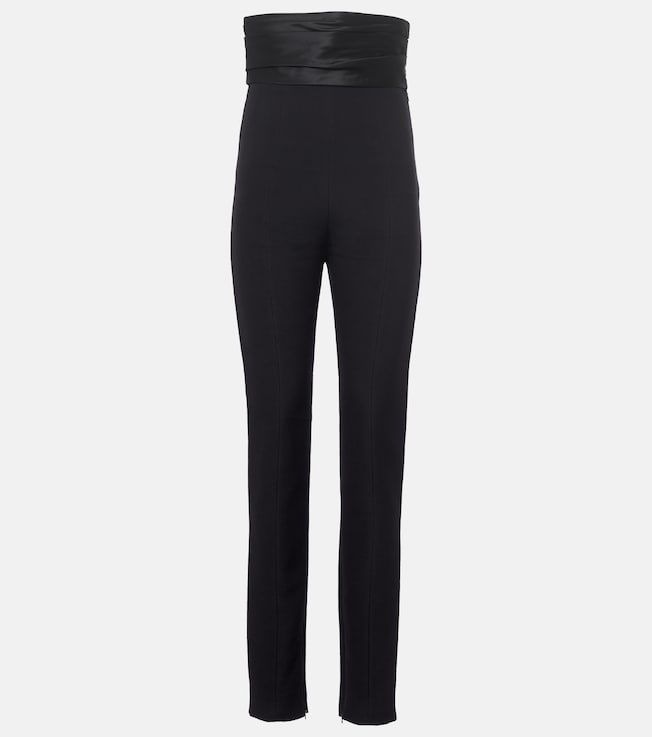 Lenro satin-trimmed high-rise slim pants | Khaite