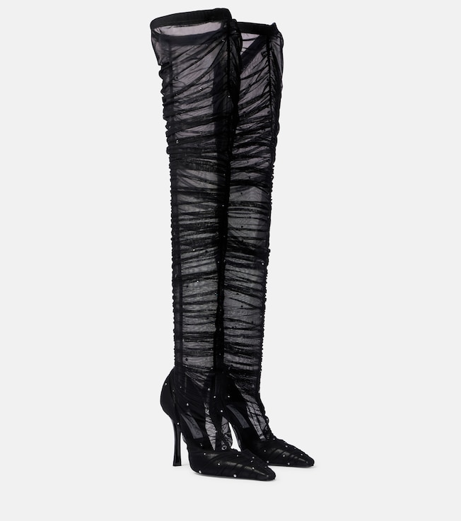 Lotta 100 embellished tulle over-the-knee boots | Jimmy Choo