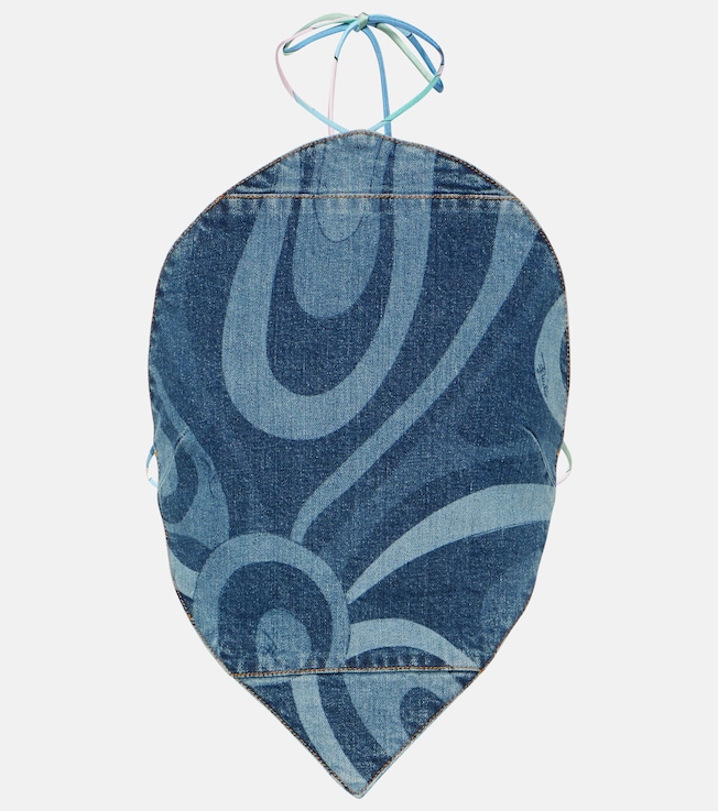 Marmo halterneck denim top | Pucci