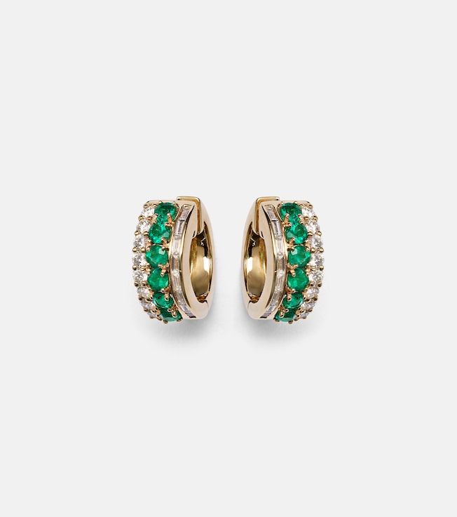 Lola 18kt gold earrings with emeralds and diamonds | Anita Ko
