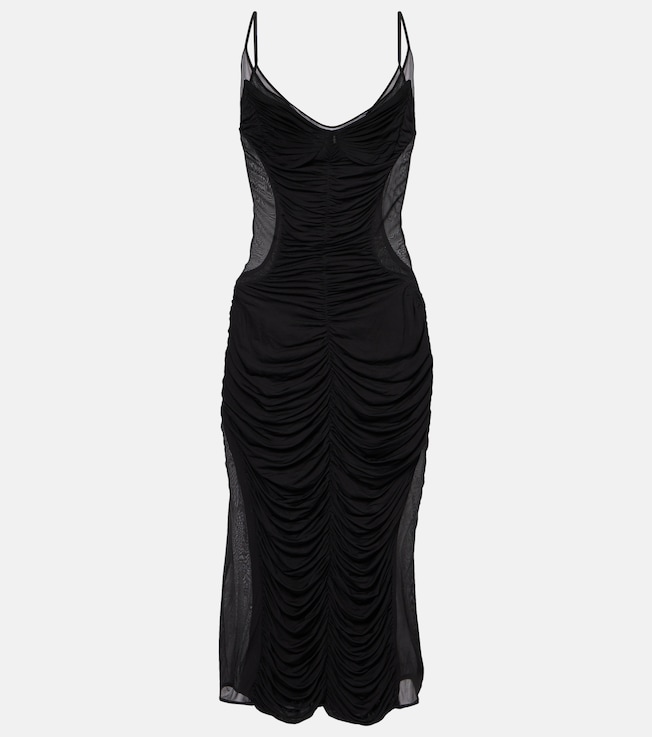 Ruched mesh midi dress | Mugler