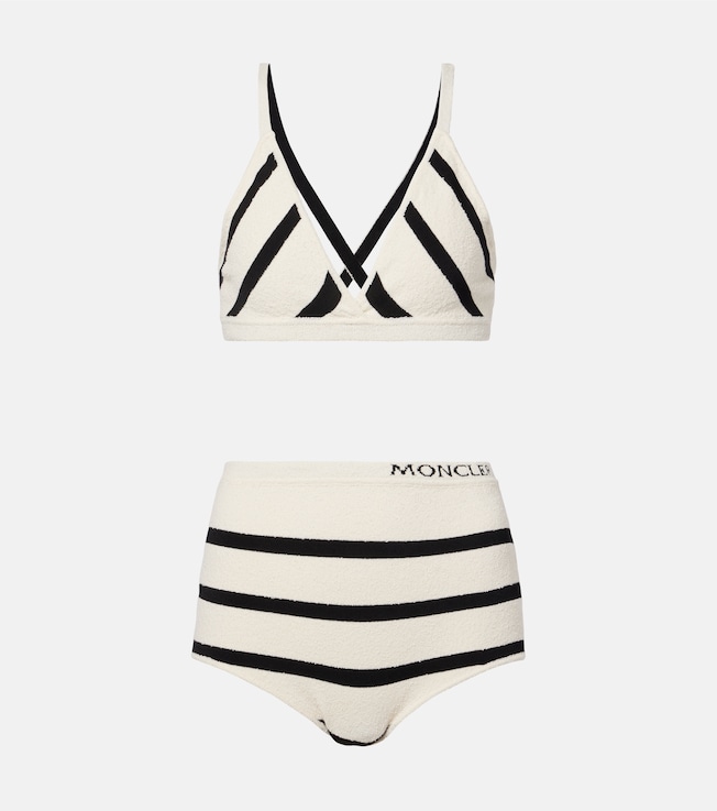 Striped cotton-blend bralette and briefs set | Moncler