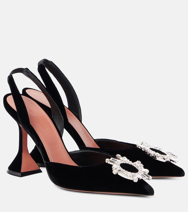 Begum 95 embellished velvet slingback pumps | Amina Muaddi