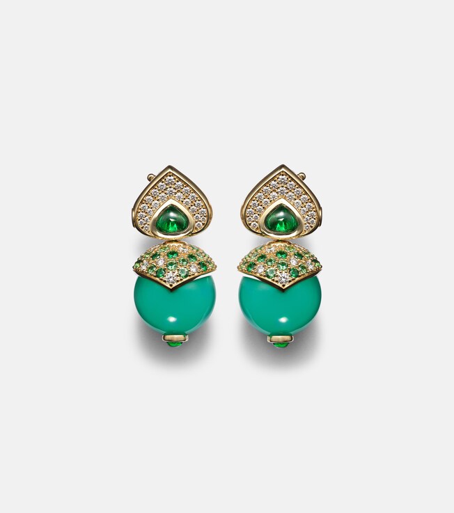 Stetlia 18kt gold earrings with chrysoprase and gemstones | Marina B