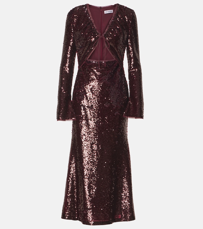 Sequined cutout midi dress | Self-Portrait