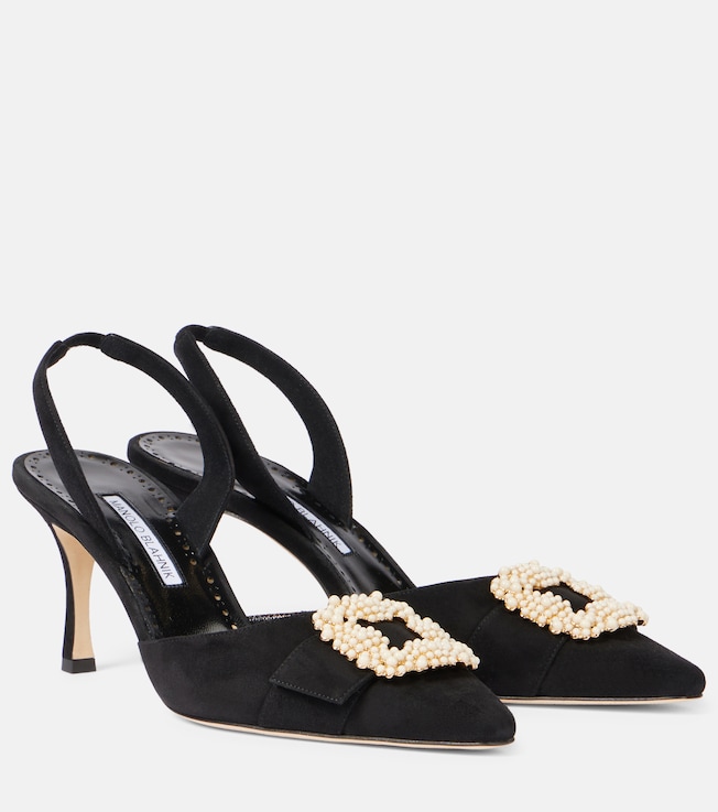 Gibsli 70 embellished suede slingback pumps | Manolo Blahnik