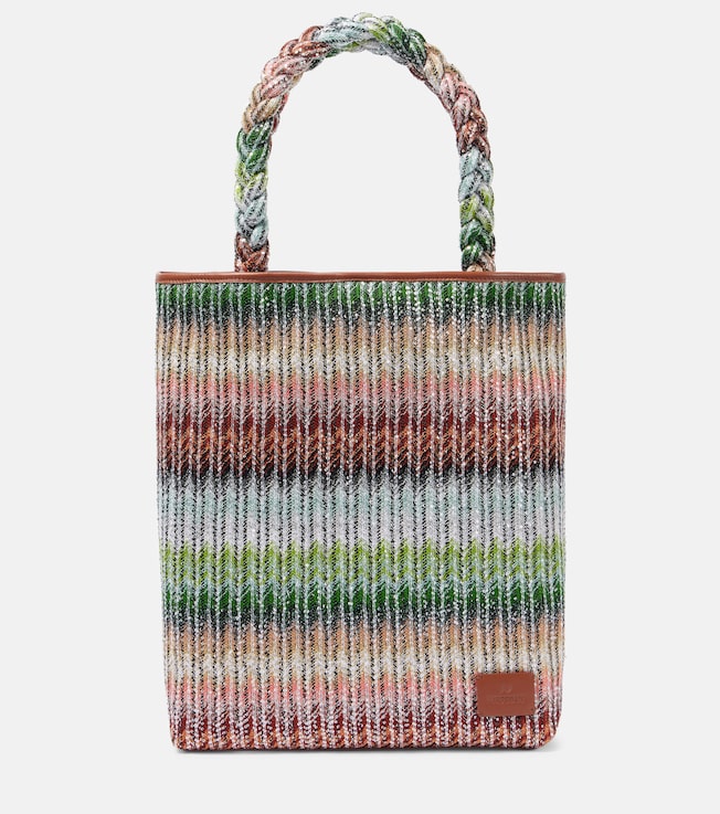 Zigzag Large leather-trimmed tote bag | Missoni