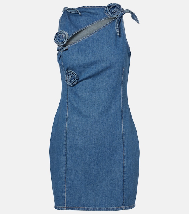 Floral asymmetric denim minidress | Coperni