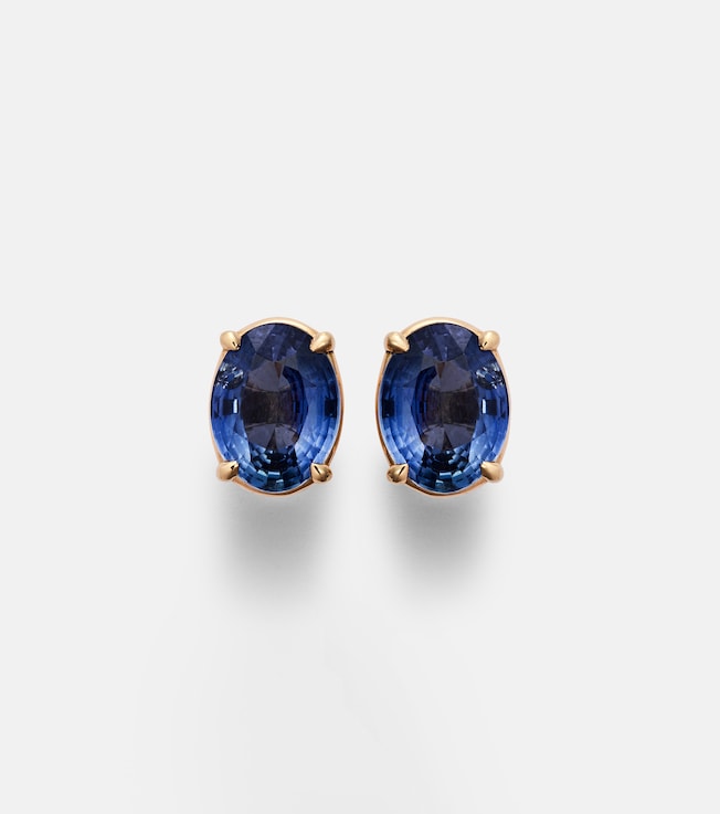 18kt rose gold earrings with blue sapphires  | Shay Jewelry