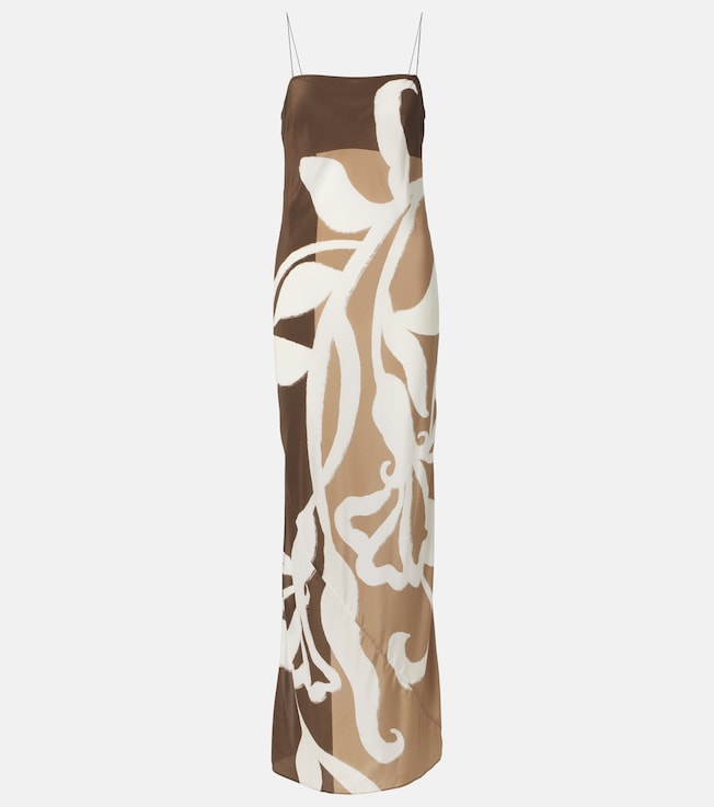 Floral printed silk satin maxi dress | SIR