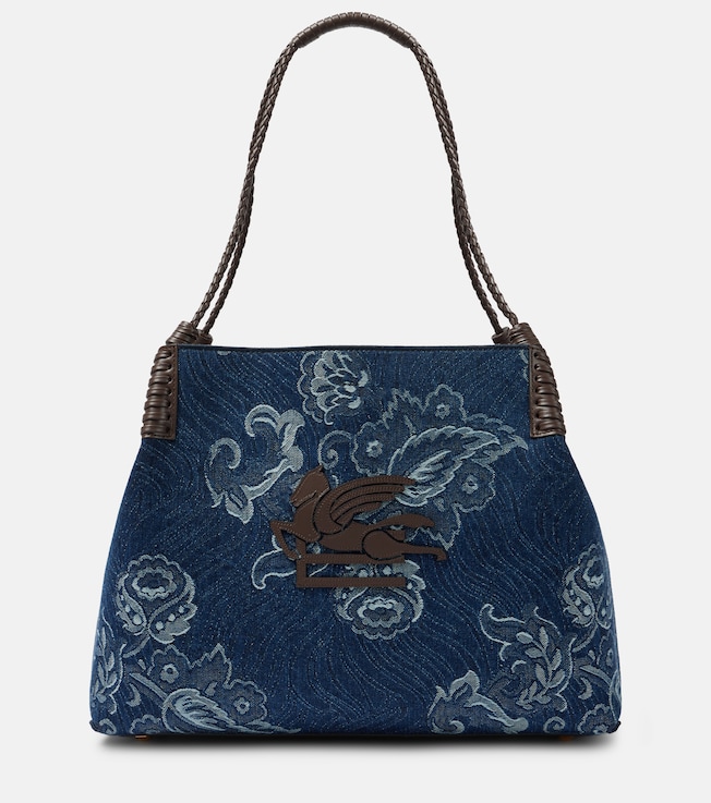 Libra Large denim jacquard tote bag | Etro