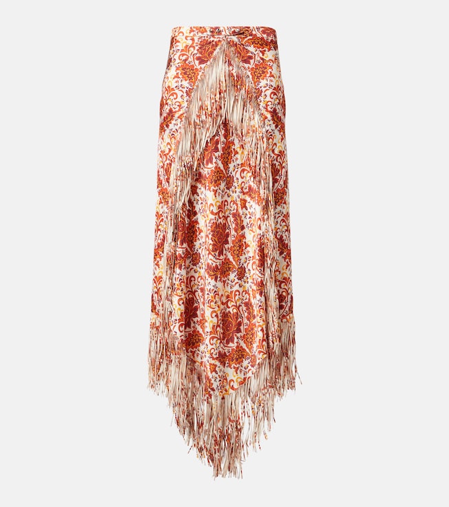 Fringed printed maxi skirt | Rabanne