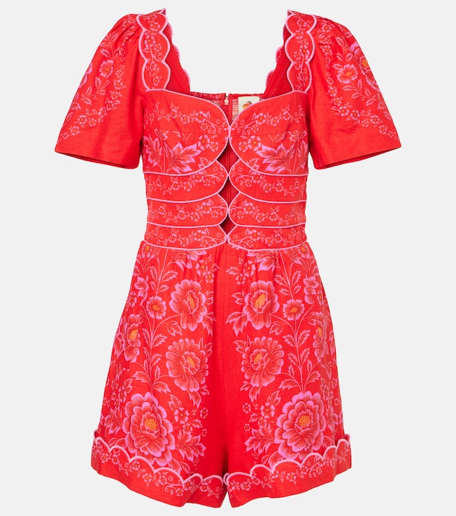 Floral cutout cotton-blend romper | Farm Rio