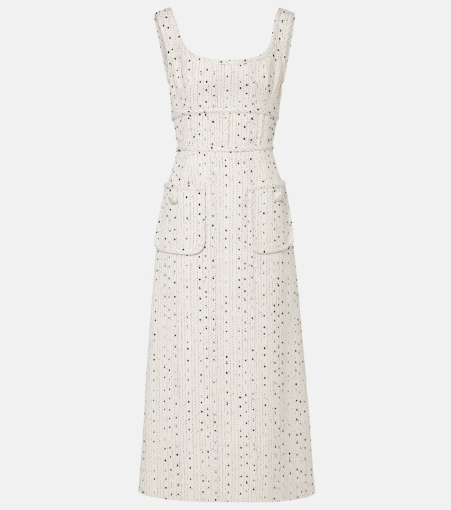 Sequined silk-blend tweed midi dress | Elie Saab