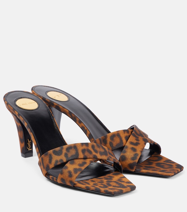 Jill 75 leopard-print satin mules | Saint Laurent