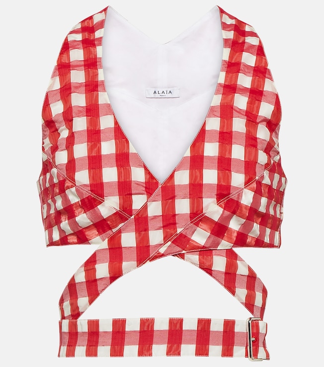 Vichy gingham cutout crop top | Alaïa