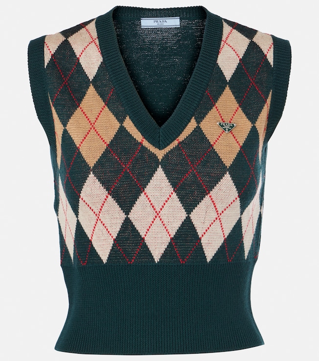 Argyle virgin wool sweater vest | Prada