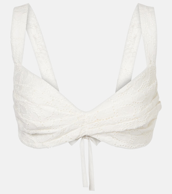 Crush Embroidered linen bra top | Zimmermann