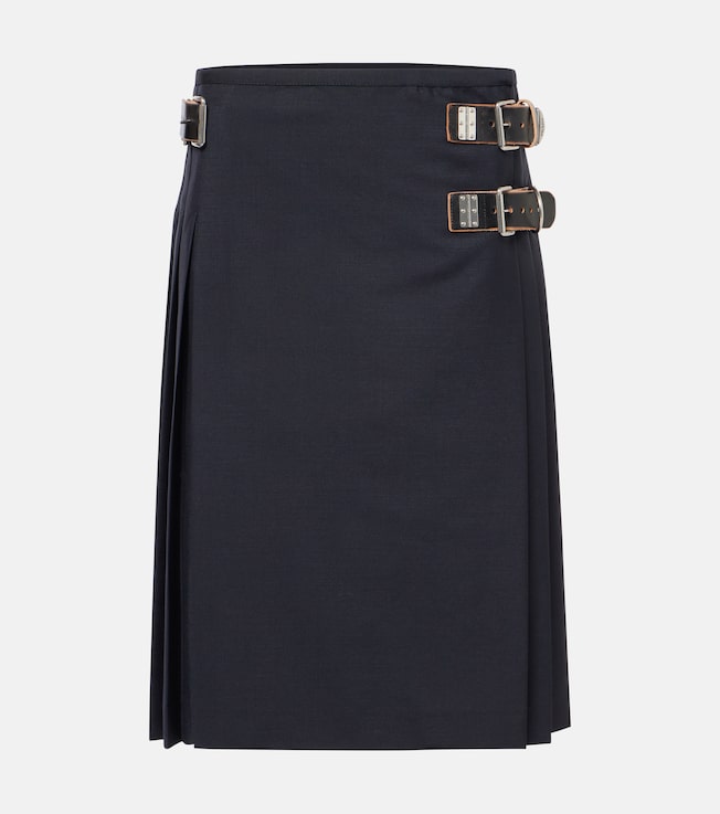 Belted mohair and wool midi skirt | Prada