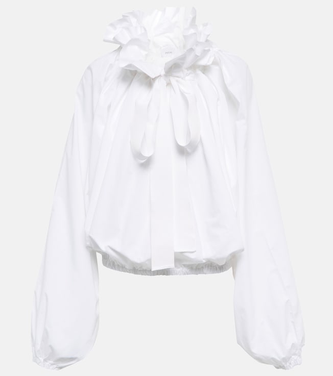 Ruffled tie-neck cotton blouse | Patou