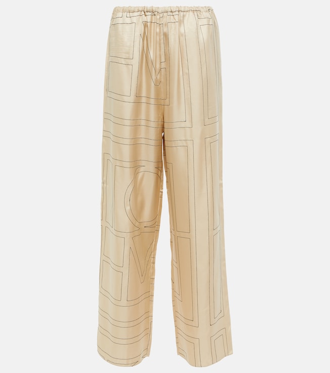 Logo mid-rise silk pants | Toteme