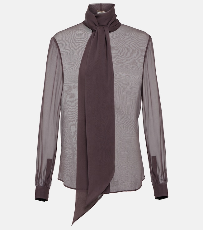 Lavallière silk muslin crêpe blouse | Saint Laurent