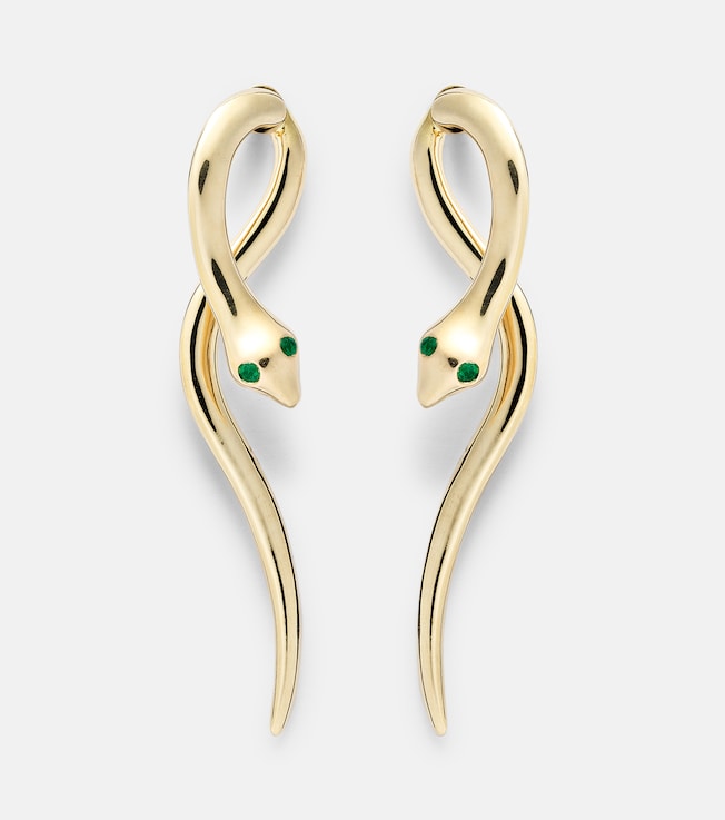 Boa 18kt gold earrings with emeralds | Ileana Makri