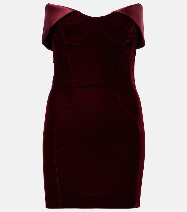 Satin-trimmed velvet bustier dress | Mugler
