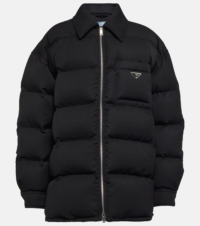 Logo quilted wool down jacket | Prada