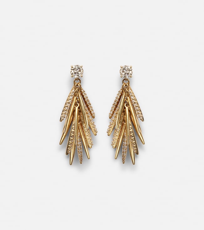 Grass Sunshine Drop 18kt gold earrings with diamonds | Ileana Makri