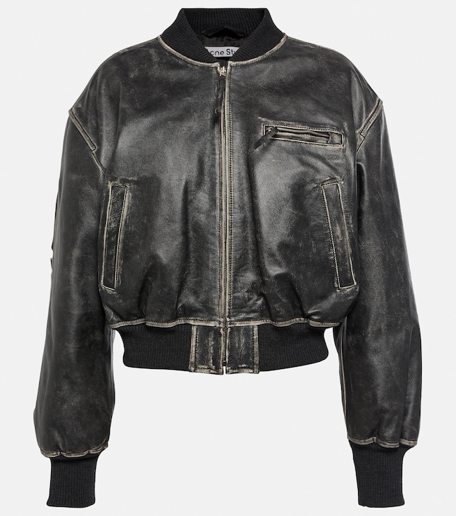 Cropped leather bomber jacket | Acne Studios