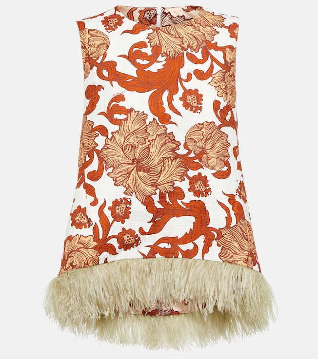 La Scala feather-trimmed cotton-blend top | La DoubleJ