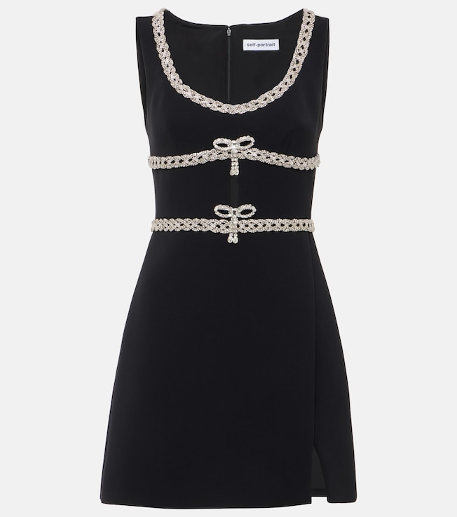 Crystal-embellished crêpe minidress | Self-Portrait