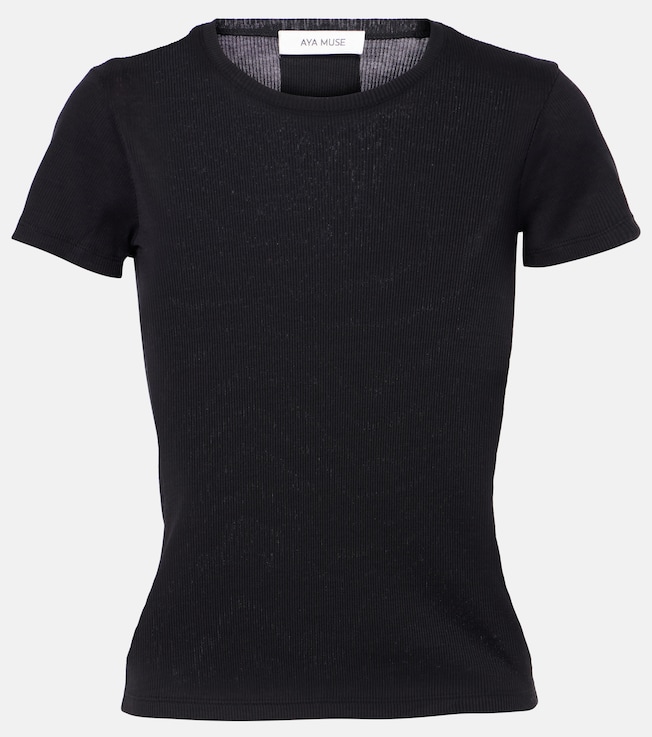 Ribbed-knit cotton T-shirt | Aya Muse