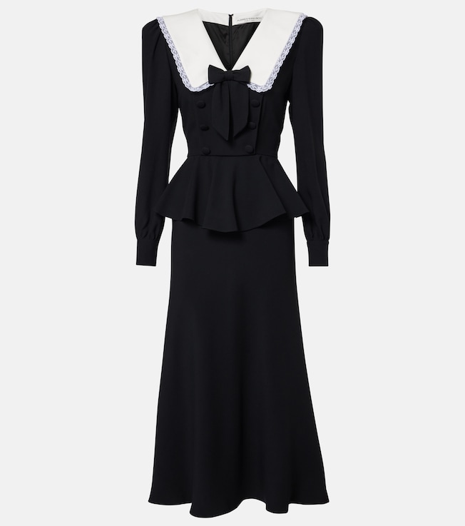 Bow-detail peplum satin midi dress | Alessandra Rich
