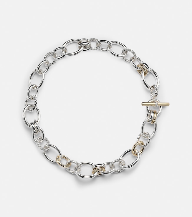 DY Mercer® sterling silver and 18kt gold chain necklace with diamonds | David Yurman
