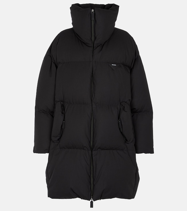 Funnel-neck down and cotton coat | Prada