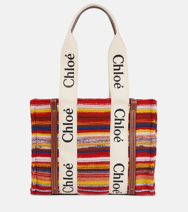 Woody Small leather-trimmed tote | Chloé