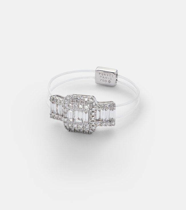 Floating 18kt white gold ring with diamonds | Persée