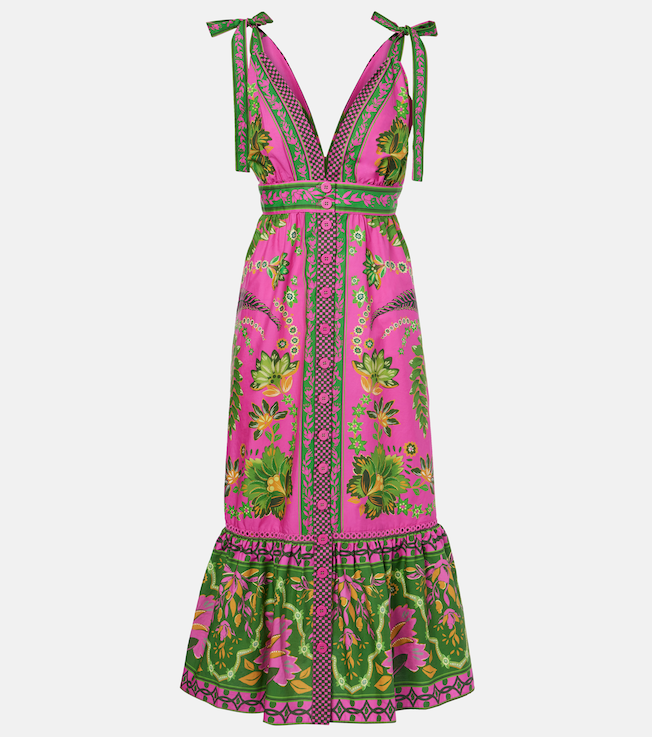 Ana Tapestry Pink cotton midi dress | Farm Rio