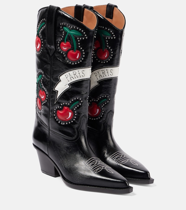 60 patch-appliqué leather cowboy boots | Paris Texas