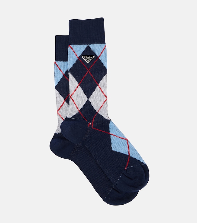 Argyle cotton-blend jacquard socks | Prada