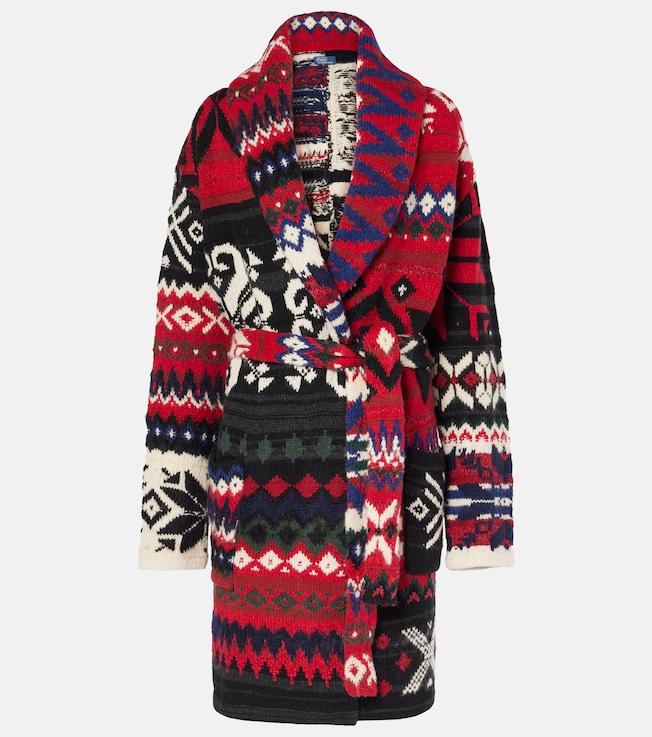 Intarsia and jacquard wool-blend wrap cardigan | Polo Ralph Lauren