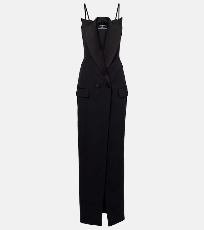 Wool grain de poudre gown | Balmain