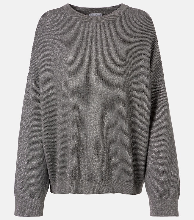 Cotton-blend lamé sweater  | Brunello Cucinelli